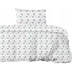 Kinderbeddengoed 140x200cm, 100% Katoen, Dierenprint, met Rits