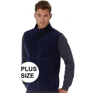 Grote maten fleece casual bodywarmer donkerblauw voor heren - Outdoorkleding plus size wandelen/zeilen - Mouwloze vesten 3XL (46/58)