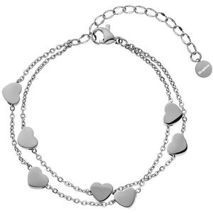 Shoplace Hartjes armband dames - Love - Cadeauverpakking - 15 t/m 20cm - Zilver - Moederdag