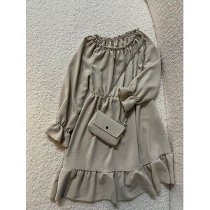 Beige Jurk - Met Tasje - 138