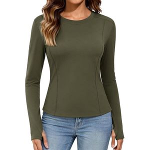 Dames Thermische Tops Met Lange Mouwen - Fleece Gevoerd Ondergoed T-shirt voor Sport en Activiteiten