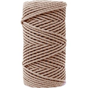 Cafuné Macrame Touw-3mm-60m-Beige-250gr-Gerecycled Katoen-Plantenhanger-Dromenvanger-Sleutelhanger-Koord-Wandkleed