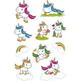 20x Eenhoorn fantasy dieren stickers met glitters - kinderstickers - stickervellen - knutselspullen