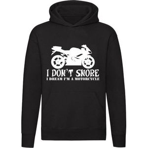 I dream i am a motorcycle Hoodie - snurken - motor - geluid - slaap - droom - snore - grappig - unisex - sweater - trui - capuchon