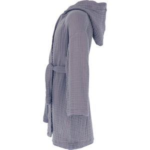 Badjas kind met capuchon - Mousseline 100% katoen - kinderbadjas voor jongens en meisjes - Douche & Zwembad & Strand - Grijs 0-1 jaar