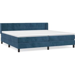 vidaXL - Boxspring - met - matras - fluweel - donkerblauw - 200x200 - cm