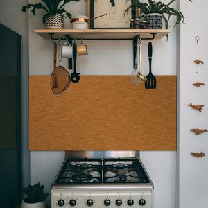Spatscherm keuken Koper 120x60 cm - Kookplaat achterwand - Industrieel - Metaallook - Planken - Muurbeschermer hittebestendig - Spatwand fornuis - Hoogwaardig aluminium - Wanddecoratie