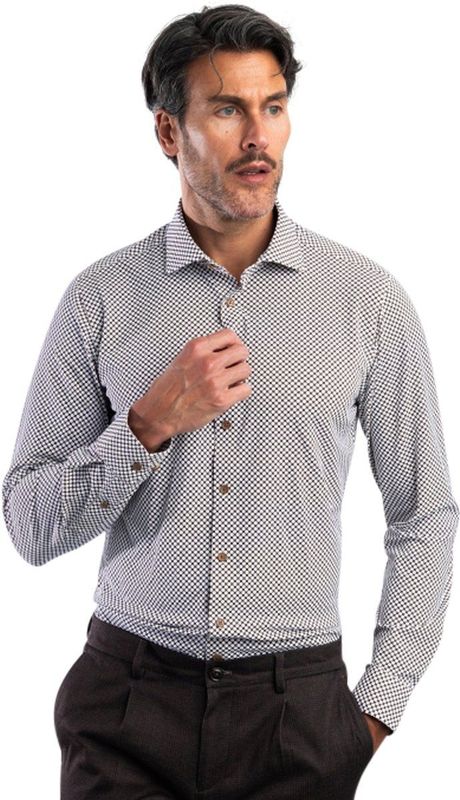Overhemd Blue Industry bruin geprint stretch