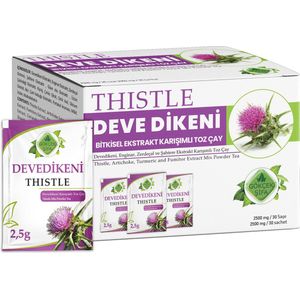 MILK THISTLE - Poeder met Kruidenextract - 30 Sachets - Voor Lever- en Galproblemen - 1 SACHET 2500 MG EXTRACT - Geen Chemische Toevoegingen - Beste Kwaliteit - Veganisch - Mariadistel