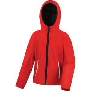 Result Core Kids Unisex Junior Hooded Softshell Jacket (Rood/zwart)