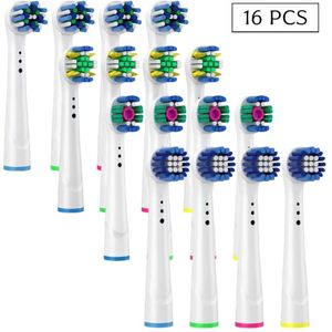 Compatibel met opzetborstels Oral B Braun elektrische tandenborstel, tandenborstelkoppen geschikt voor Oral-B Pro1000/2000, 4 Sensitive, 4 Precision, 4 Floss, 4 Cross (wit, 16 stuks)