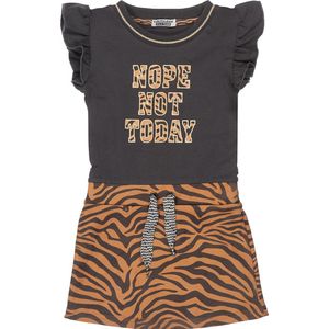 DJ DUTCHJEANS - Jurk - Zebraprint Grijs Bruin - Maat 98
