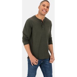 camel active Henleyshirt gemaakt van gecertificeerd organic cotton - Maat menswear-5XL - Donker groen