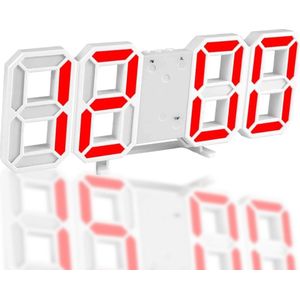 Digitale LED Klok Wekker met Rood Licht - op USB (incl.) - Tafelklok voor Slaapkamer - Game Kamer - 24 x 9,4 x 1,7 cm - W1005RD - met Temperatuur, Datum en AM en PM weergave