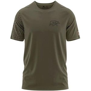 Heren T-shirt met ronde hals en polygon-design beer, lichtgrijs gemêleerd, hoogwaardig en robuust