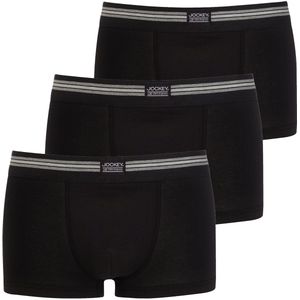 Jockey - Cotton Stretch - Boxershorts - Grijs-gemêleerd en Zwart - Verpakking van 3 stuks