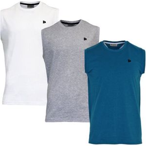 3-Pack Donnay T-shirt zonder mouw (589100) - Sportshirt - Heren - White/Grey-marl/Petrol (626) - maat 3XL