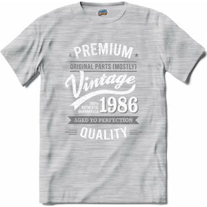 Vintage Legend Sinds 1986 - verjaardag en feest cadeau - Kado tip - T-Shirt - Unisex - Donker Grijs - Gemêleerd - Maat L