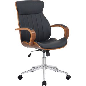 CLP Melilla Bureaustoel - Voor volwassenen - Ergonomische - Met armleuningen - Kunstleer - walnoot/zwart