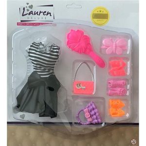 Barbie - Tienerpop Kleding Outfit Jurk + Accessoires Zwart - Handtas - Schoenen - Hakken