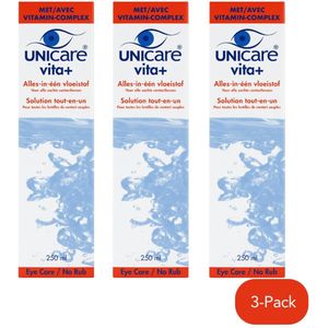 Unicare Vita+ -lenzenvloeistof voor zachte contactlenzen - incl lenzendoosjes - 3x250 ml - voordeelverpakking