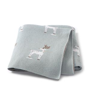 Pretty Panda - wiegdekentje hertje aqua blauw - super zacht biokatoen met OEKO Tex label - pluist niet en kan in de droger - ideaal kraamcadeau