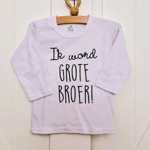 Shirt Aankondiging zwangerschap Ik word grote broer | lange mouw | wit maat 74 zwangerschap aankondiging bekendmaking Baby big bro brother