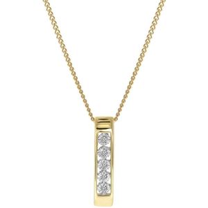 Lucardi Dames Ketting met diamant 0,01ct - 18 karaat goud - Ketting - Cadeau - 45 cm - Geelgoud