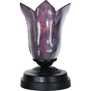 Art Deco Trade - Tiffany lage tafellamp zwart met Gentian Purple