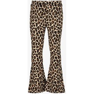 TwoDay meisjes flared broek met panterprint beige bruin - Maat 98/104