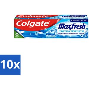 10 x Colgate Tandpasta Max Fresh Cooling Crystals 75 ml - Tandenpoetsen - Gebit - Gaatjes - Witte Tanden