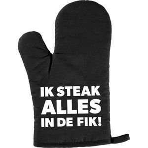 Ik steak alles in de fik BBQ handschoen/ barbecue want zwart heren - Papa/ Vaderdag cadeau/ verjaardag cadeau voor hem