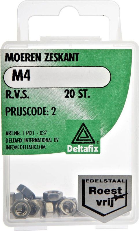 Deltafix - Moer Zeskant - RVS - 20 Stuks