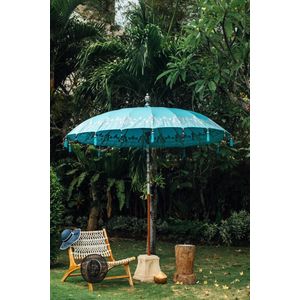 Bali parasol - half zilver zee blauw - 180 cm