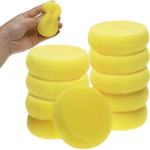 10 synthetische ronde sponzen van 7,5 cm in geel - Handgemaakt en zacht voor aquarel, kunsthandwerk en meer