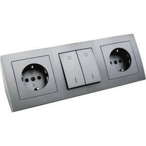 Flair Inbouwstopcontact met Schakelaar - 2x Geaard 16A - Antraciet