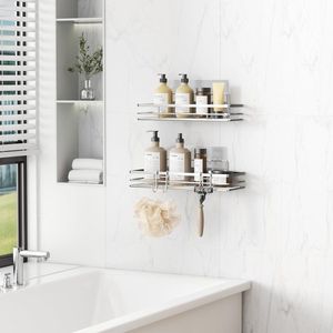 Candala Doucheplank zonder boren 2 stuks doucheplank roestvrij staal douchemand badkamer organizer badkamer plank badkamerrek shampoo houder douche keuken