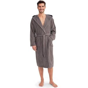 Heren Badjas 100% Katoen - Zacht, Absorberend, Oeko-Tex Gecertificeerd - Donkergrijs Maat L