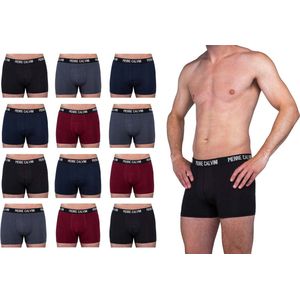 Pierre Calvini - Boxershort Heren - Heren Ondergoed - 12 Stuks - Maat XXL - Donkere Kleuren - Boxershorts Korte Pijp