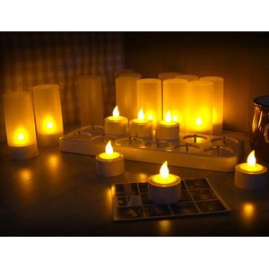 Synergy - Oplaadbare waxinelichtjes - LED Waxinelichtjes - 12 stuks - Flikkeren - Oplaadbare kaarsen - Oplaadbare theelichtjes