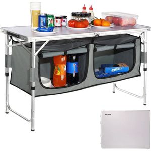 Mygroot - Campingkeuken Inklapbaar – Kampeerkeuken – 120 x 47 cm - Camping Keuken Slijtvastheid – Kampeer Keuken – BBQ's - Lichtgewicht - Campingkast Opvouwbaar - Grijs
