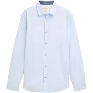 TOM TAILOR - Herenhemd - Blauw - 1042642 - Lange Mouwen - Fijn Gestructureerd Katoen