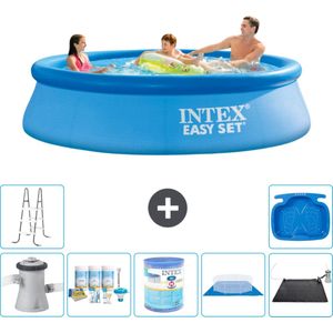 Intex Rond Opblaasbaar Easy Set Zwembad - 305 x 76 cm - Blauw - Inclusief Pomp Onderhoudspakket - Filter - Grondzeil - Solar Mat - Ladder - Voetenbad