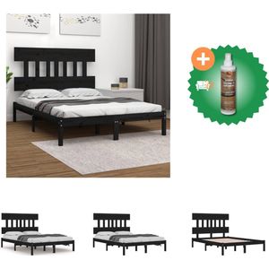 vidaXL Bedframe massief hout zwart 120x200 cm - Bed - Inclusief Houtreiniger en verfrisser