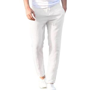 Zomerse Broek Heren - Wit - Linnen look - Luchtig - Fashion - Maat S