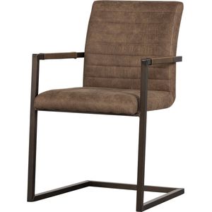 WOOOD Bas Eetkamerstoel - Leerlook - Taupe - 87x54x62