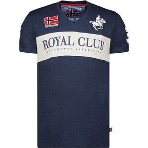 T-shirt V-hals Hals Blauw Royal Club Geographical Norway - M