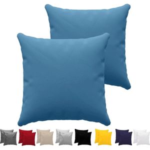 Goodivery ® Kussensloop 40x40 (set van 2) - 100% jersey katoen, 150 g/m² kussenslopen, blauw, voor kussens 40 x 40 cm - kussenovertrek - resistent en hypoallergeen