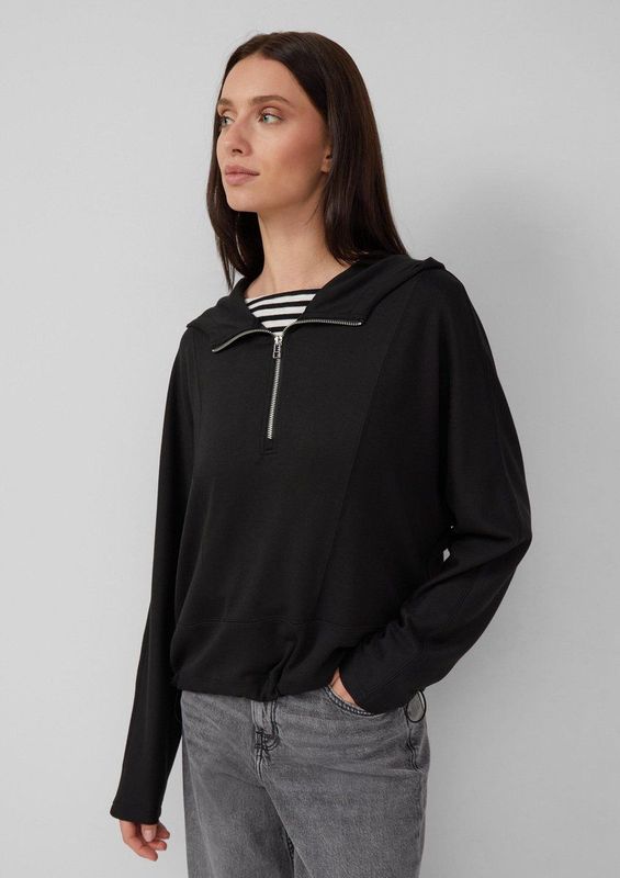 Sweatshirt - Zacht - Scuba Hoodie - Met Vleermuismouwen - Halve Rits