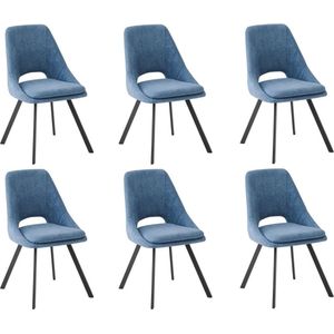 Furnihaus Eetkamerstoelen set van 6 - Mila - Blauw - Stof